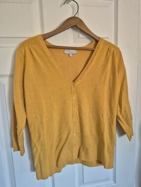 Mustard Yellow V-Neck Button Cardigan Sweater By Redherring